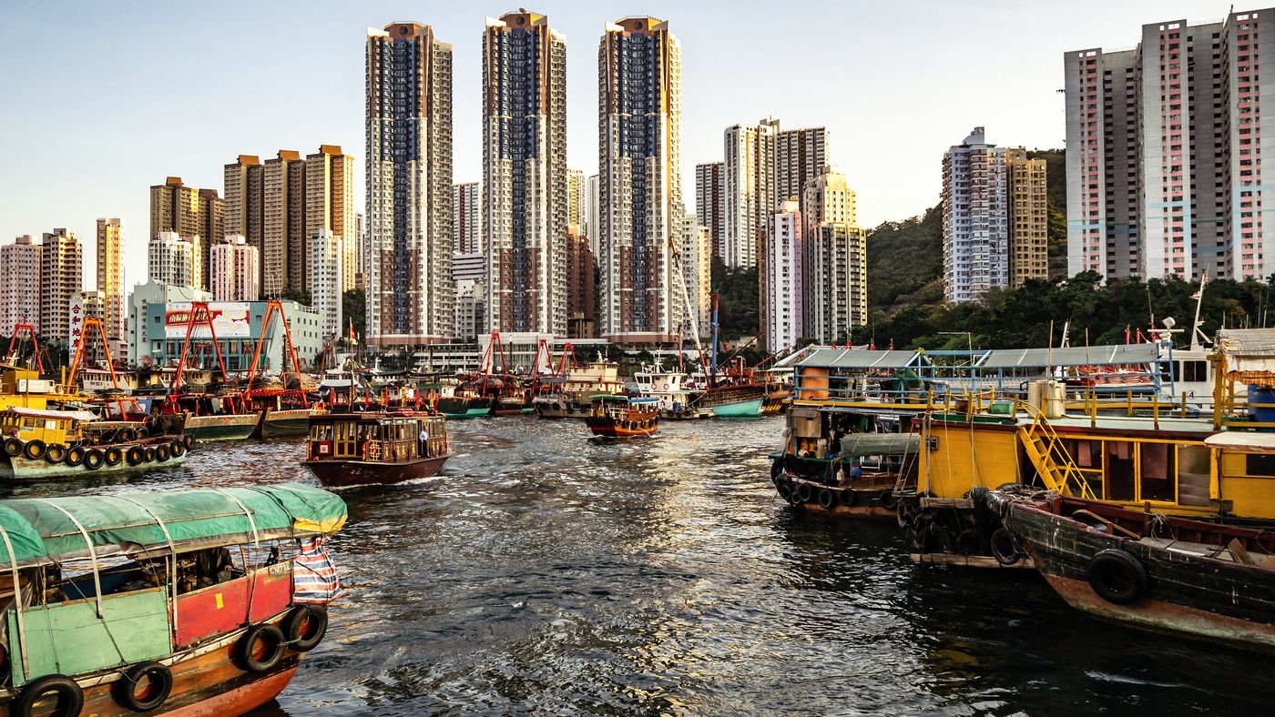 Fishing boats in a Hong Kong harbour